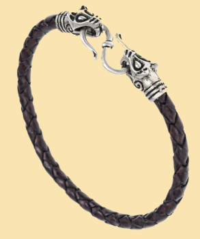 Wikinger-Armband "Wolfskopf"  -  schwarz/silber
